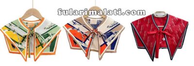 Atatürk baskılı saten şal yaka fular